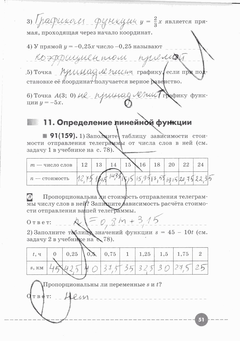 Рабочая тетрадь. Часть 1, 7 класс, Г. К. Муравин, О. В. Муравина, 2015, задание: Стр. 51