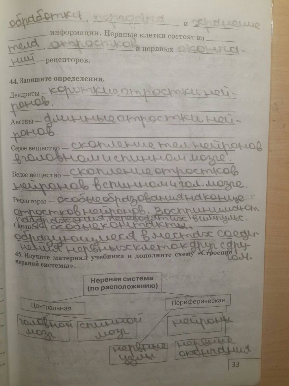 Рабочая тетрадь, 8 класс, Сонин Н. И., Агафонова И. Б., М, 2007, задание: стр. 33