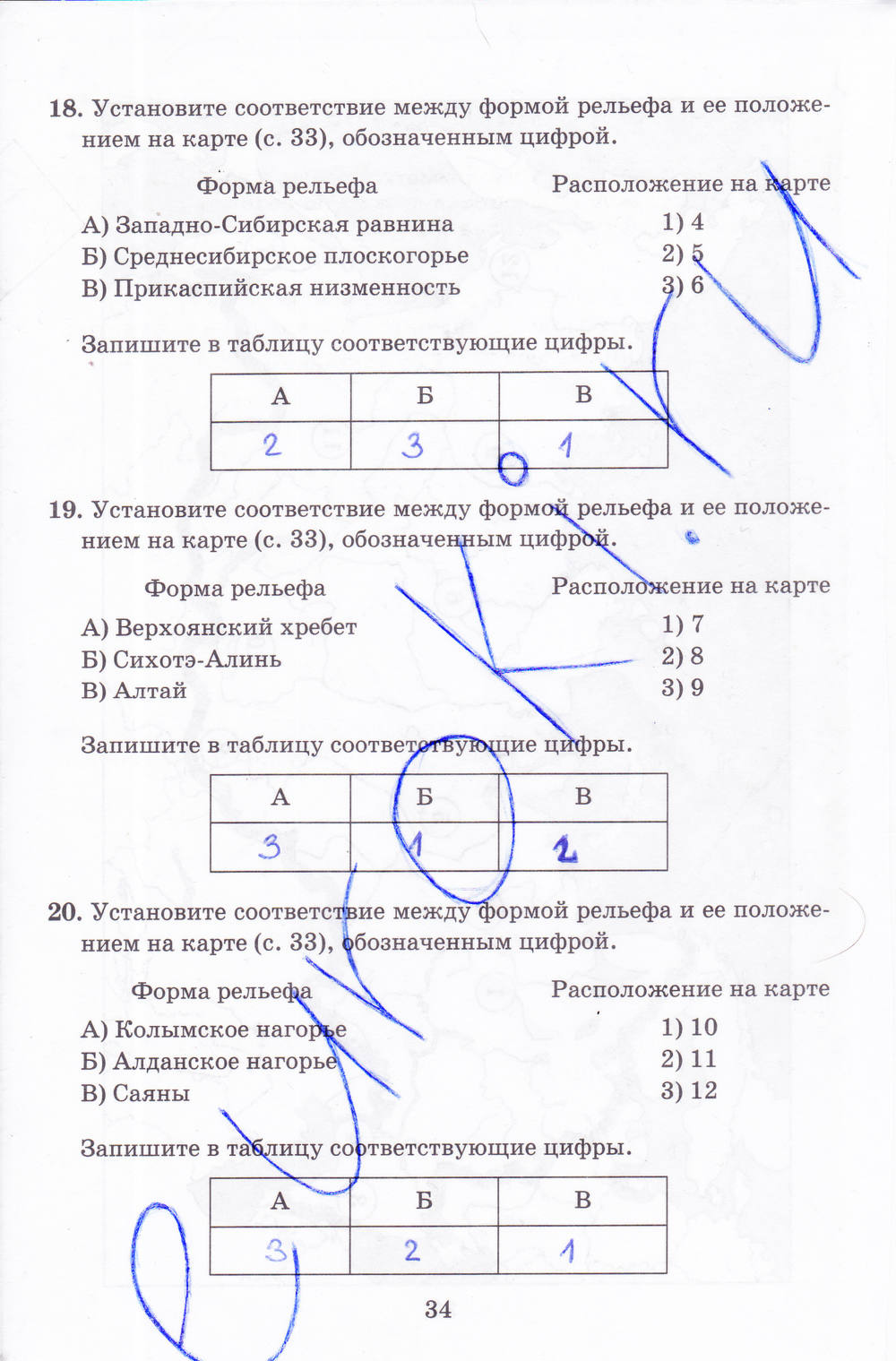 Рабочая тетрадь, 8 класс, Баринова, Дронов, 2005, задание: стр. 34