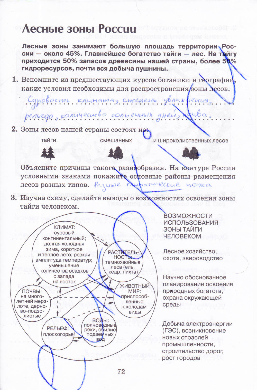Рабочая тетрадь, 8 класс, Баринова, Дронов, 2005, задание: стр. 72