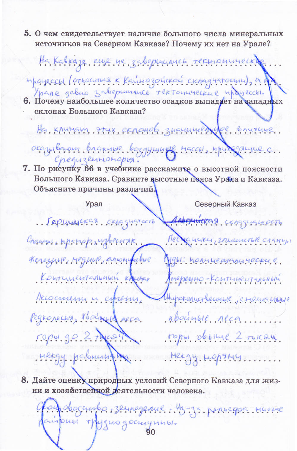 Рабочая тетрадь, 8 класс, Баринова, Дронов, 2005, задание: стр. 90