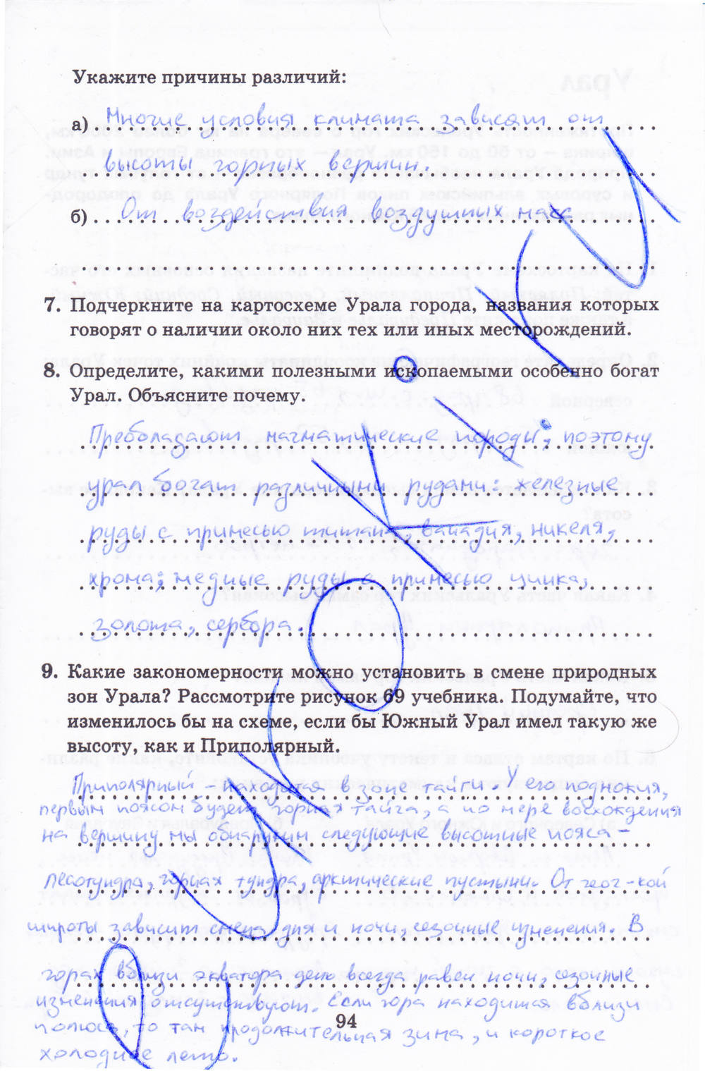 Рабочая тетрадь, 8 класс, Баринова, Дронов, 2005, задание: стр. 94