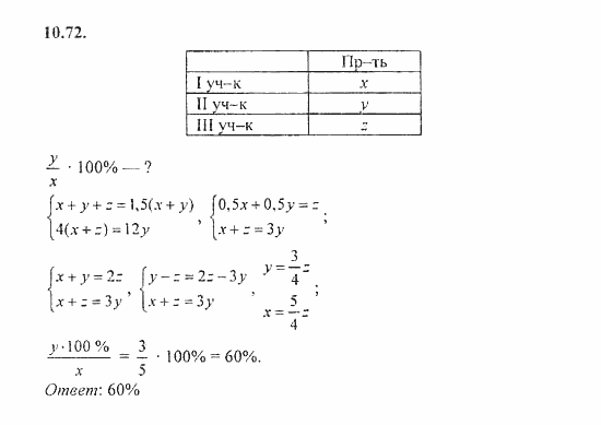 Сборник задач, 8 класс, Галицкий, Гольдман, 2011, §10. Текстовые задачи Задание: 10.72