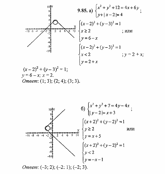 Сборник задач, 8 класс, Галицкий, Гольдман, 2011, Графическое решение систем уравнений Задание: 9.85