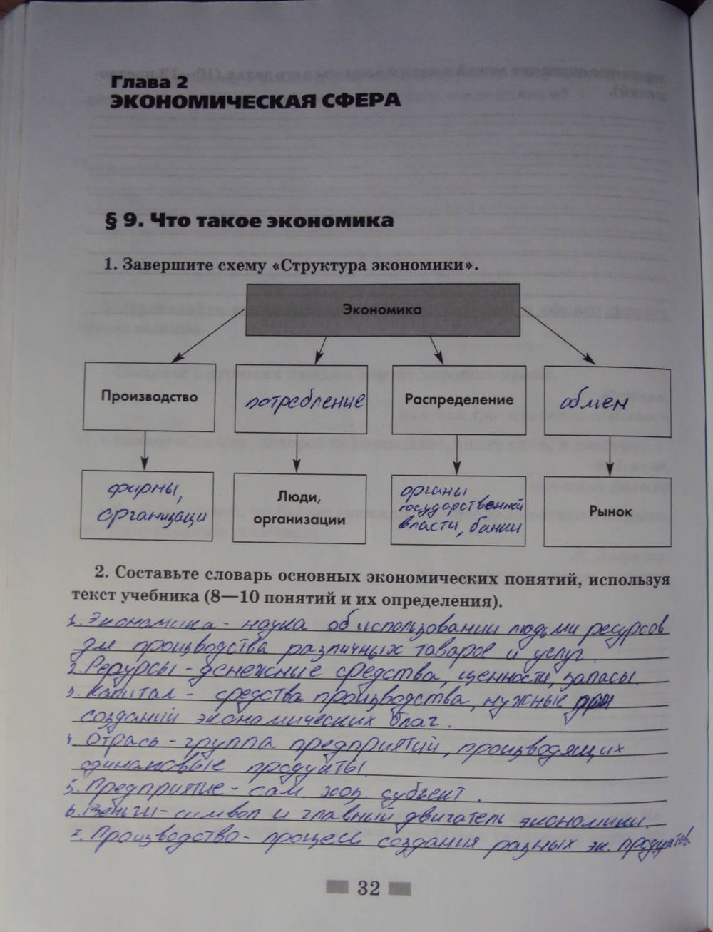 Рабочая тетрадь, 8 класс, Хромова И.С., 2015, задание: стр.32