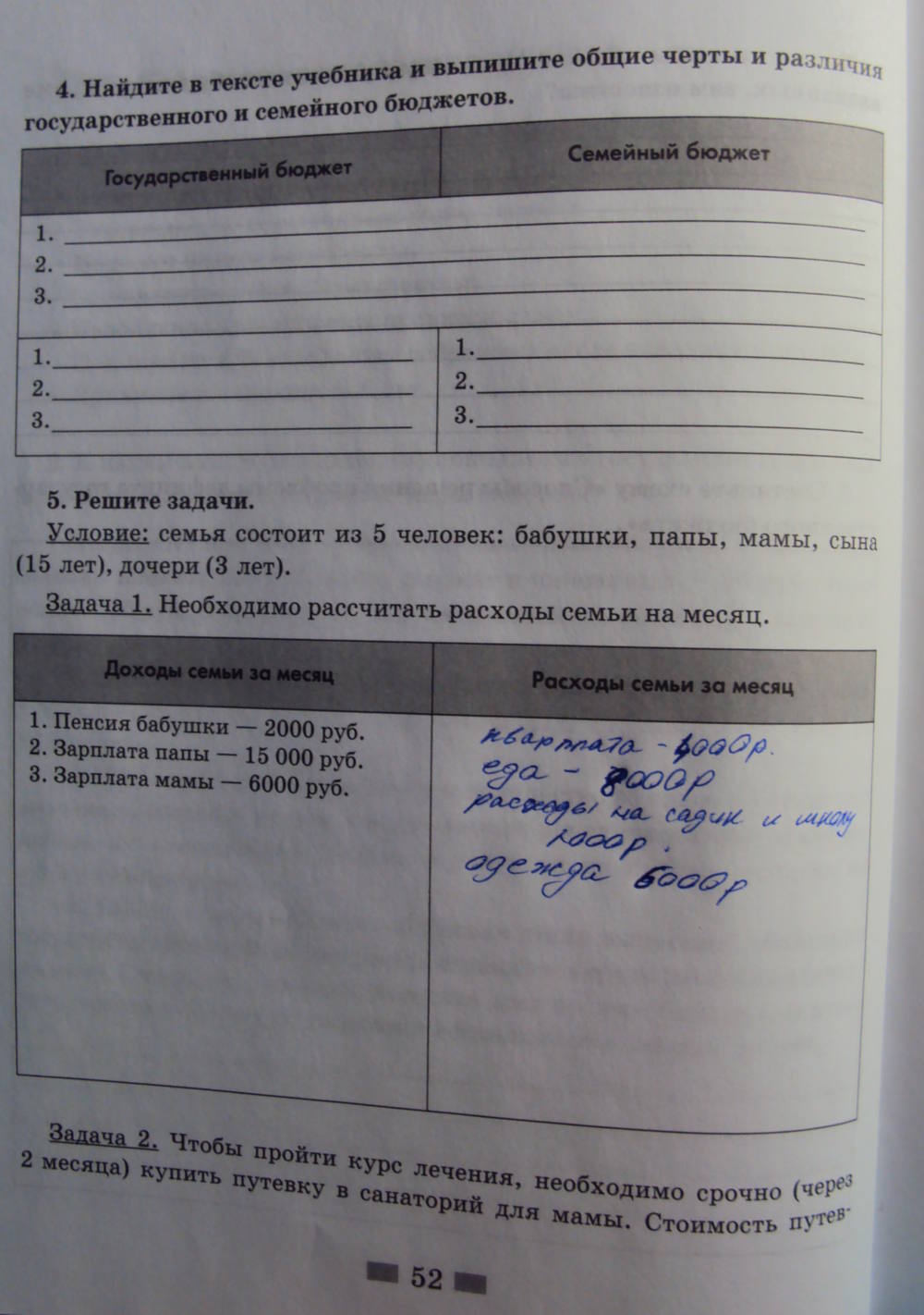 Рабочая тетрадь, 8 класс, Хромова И.С., 2015, задание: стр.52