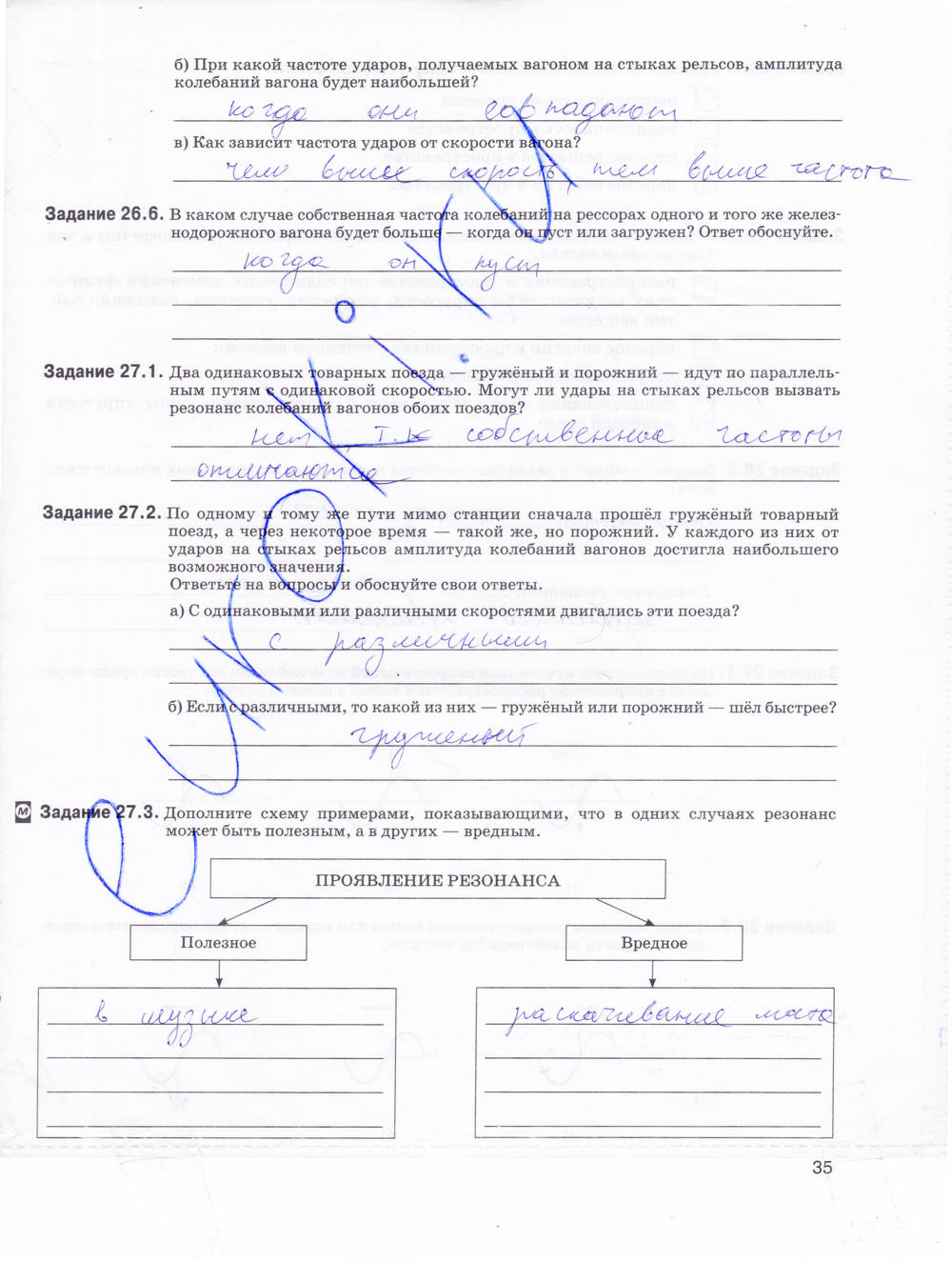 Рабочая тетрадь. К учебнику А.В. Перышкина, 9 класс, Е.М. Гутник, 2015, задание: стр. 35