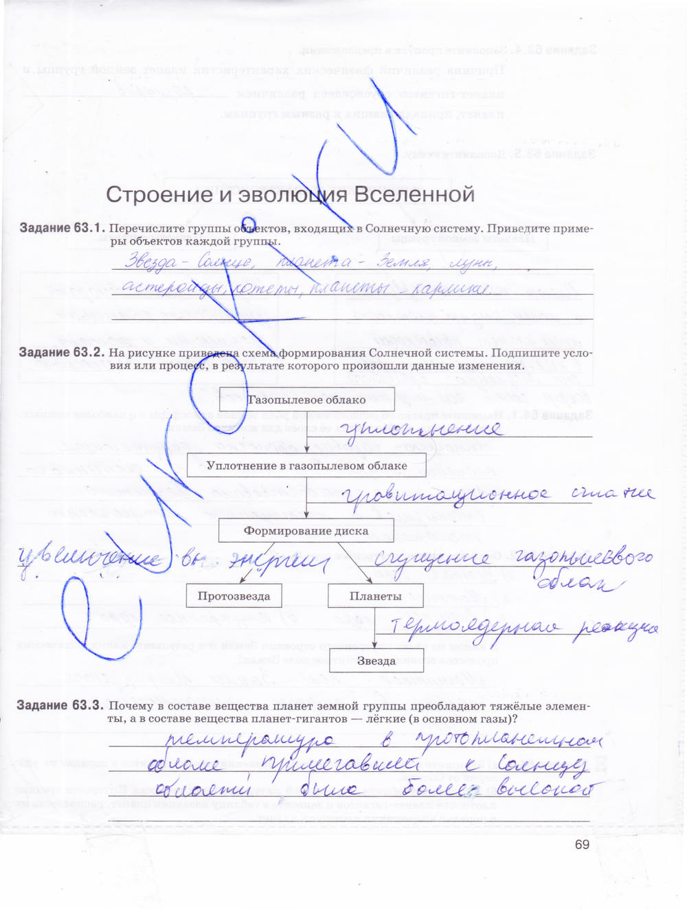 Рабочая тетрадь. К учебнику А.В. Перышкина, 9 класс, Е.М. Гутник, 2015, задание: стр. 69