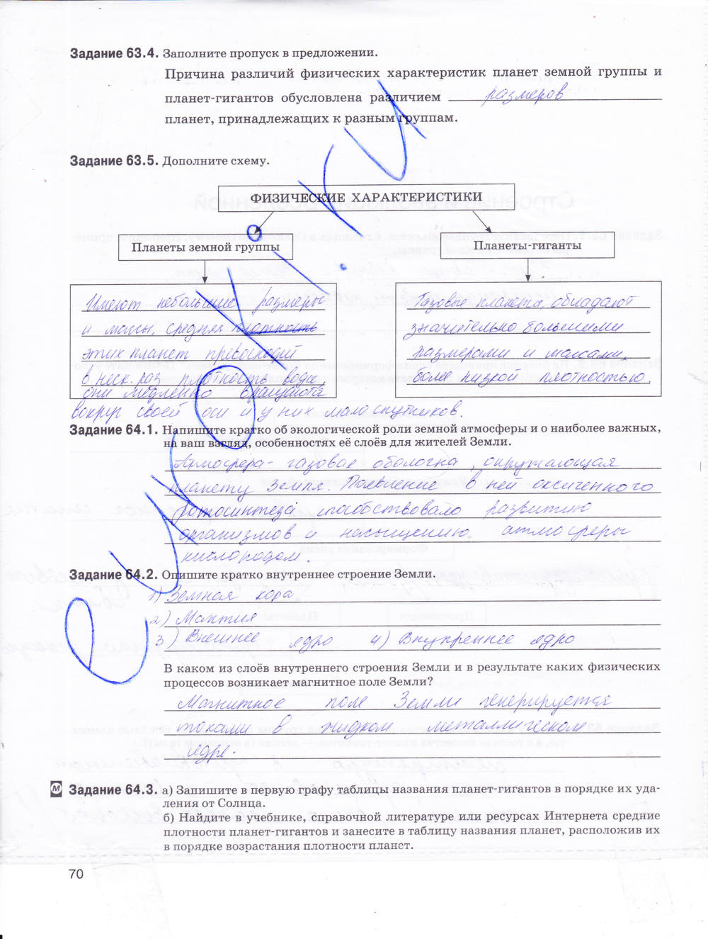 Рабочая тетрадь. К учебнику А.В. Перышкина, 9 класс, Е.М. Гутник, 2015, задание: стр. 70