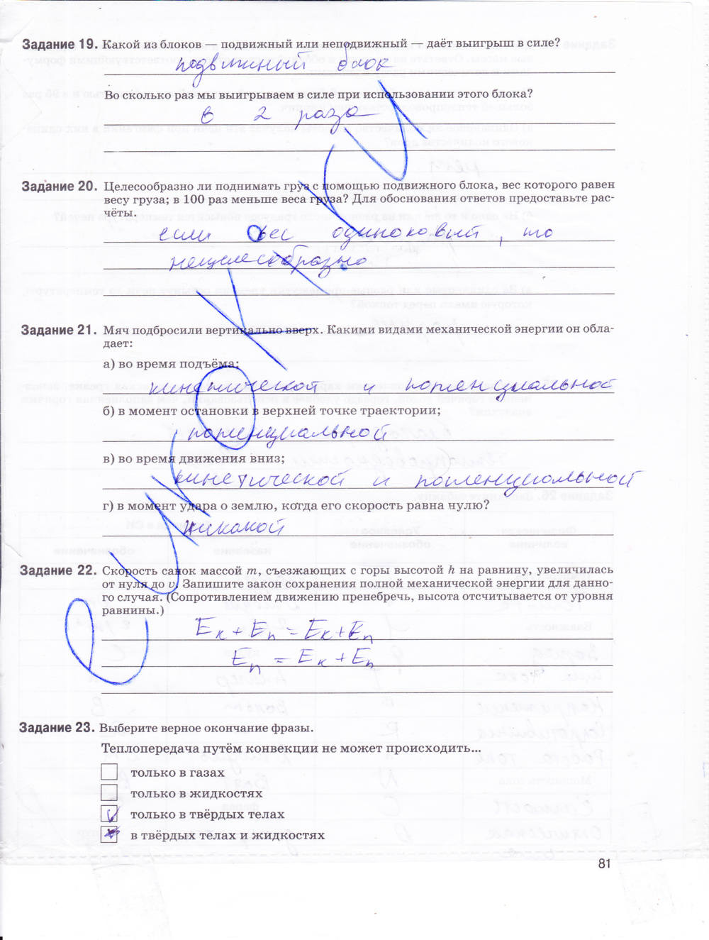 Рабочая тетрадь. К учебнику А.В. Перышкина, 9 класс, Е.М. Гутник, 2015, задание: стр. 81