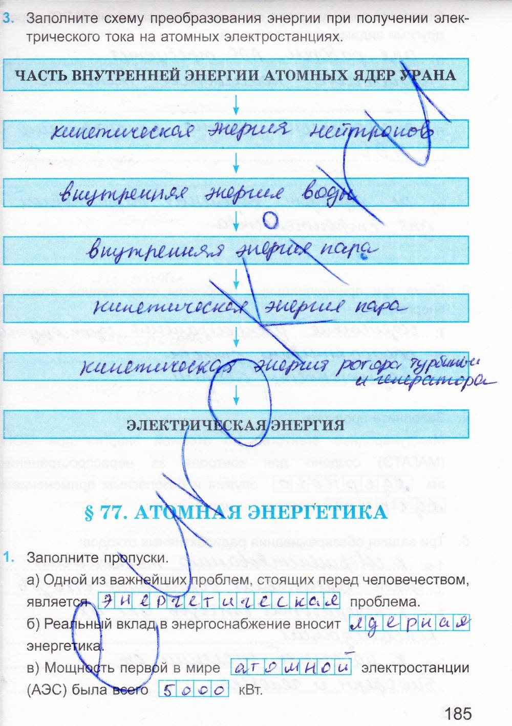 Рабочая тетрадь. К учебнику А.В. Перышкина, 9 класс, Касьянов В.А. Дмитриева В.Ф., 2014, задание: стр. 185