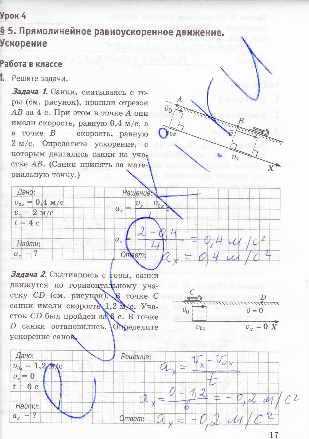 Рабочая тетрадь. К учебнику А.В. Перышкина, 9 класс, Минькова Р.Д., Иванова В.В., 2015, задание: стр. 17