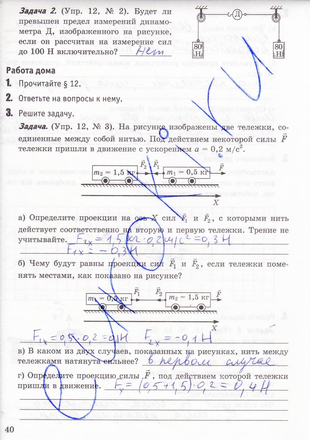 Рабочая тетрадь. К учебнику А.В. Перышкина, 9 класс, Минькова Р.Д., Иванова В.В., 2015, задание: стр. 40