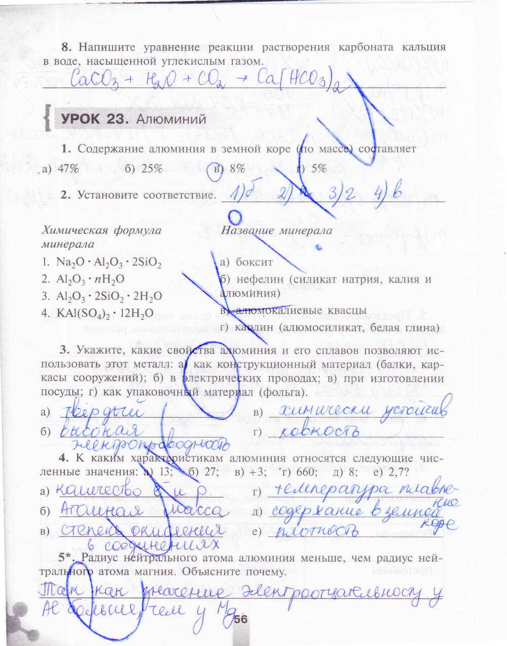 Рабочая тетрадь, 9 класс, Микитюк А.Д., 2011, задание: стр. 56