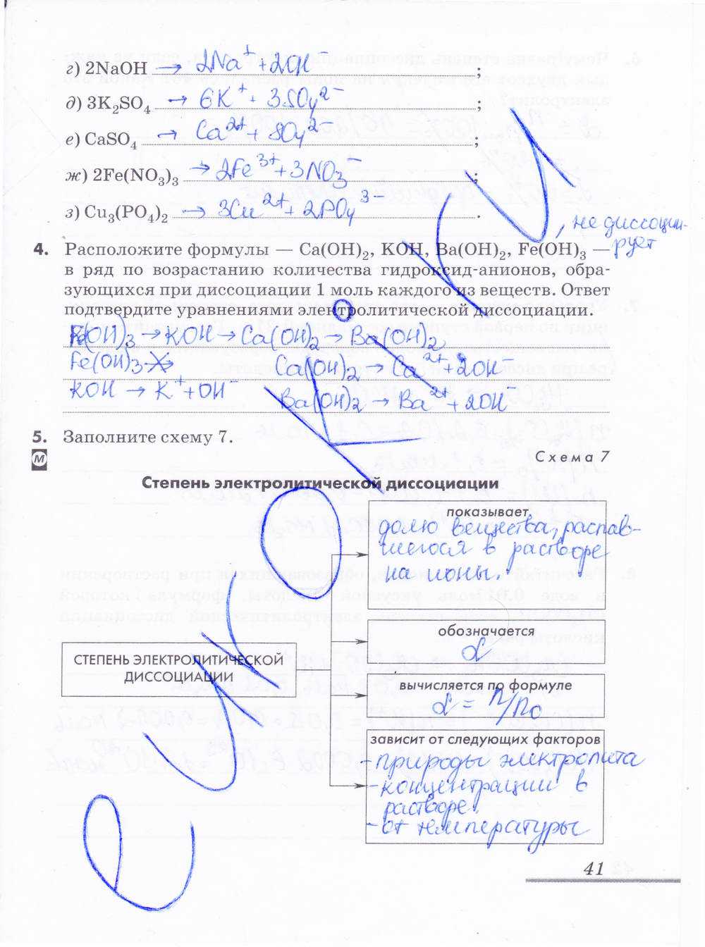 Рабочая тетрадь, 9 класс, Еремин В.В. Дроздов А.А. Шипарева Г.А., 2015, задание: стр. 41
