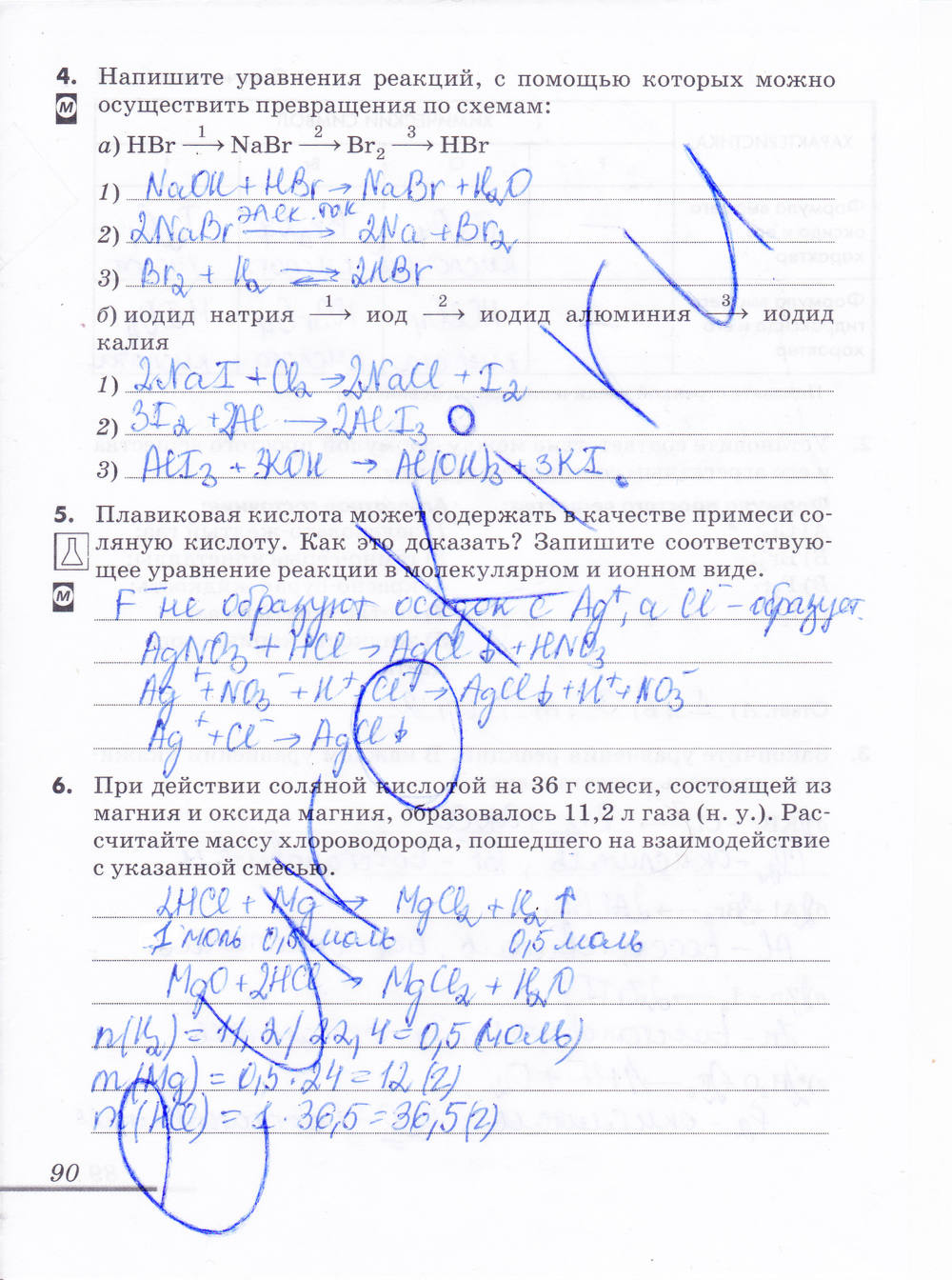 Рабочая тетрадь, 9 класс, Еремин В.В. Дроздов А.А. Шипарева Г.А., 2015, задание: стр. 90