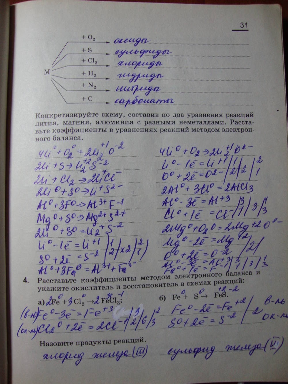 Рабочая тетрадь, 9 класс, Габриелян О.С. Яшукова А.В., 2009, задание: стр. 31