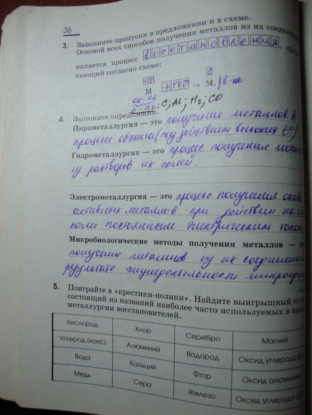 Рабочая тетрадь, 9 класс, Габриелян О.С. Яшукова А.В., 2009, задание: стр. 36