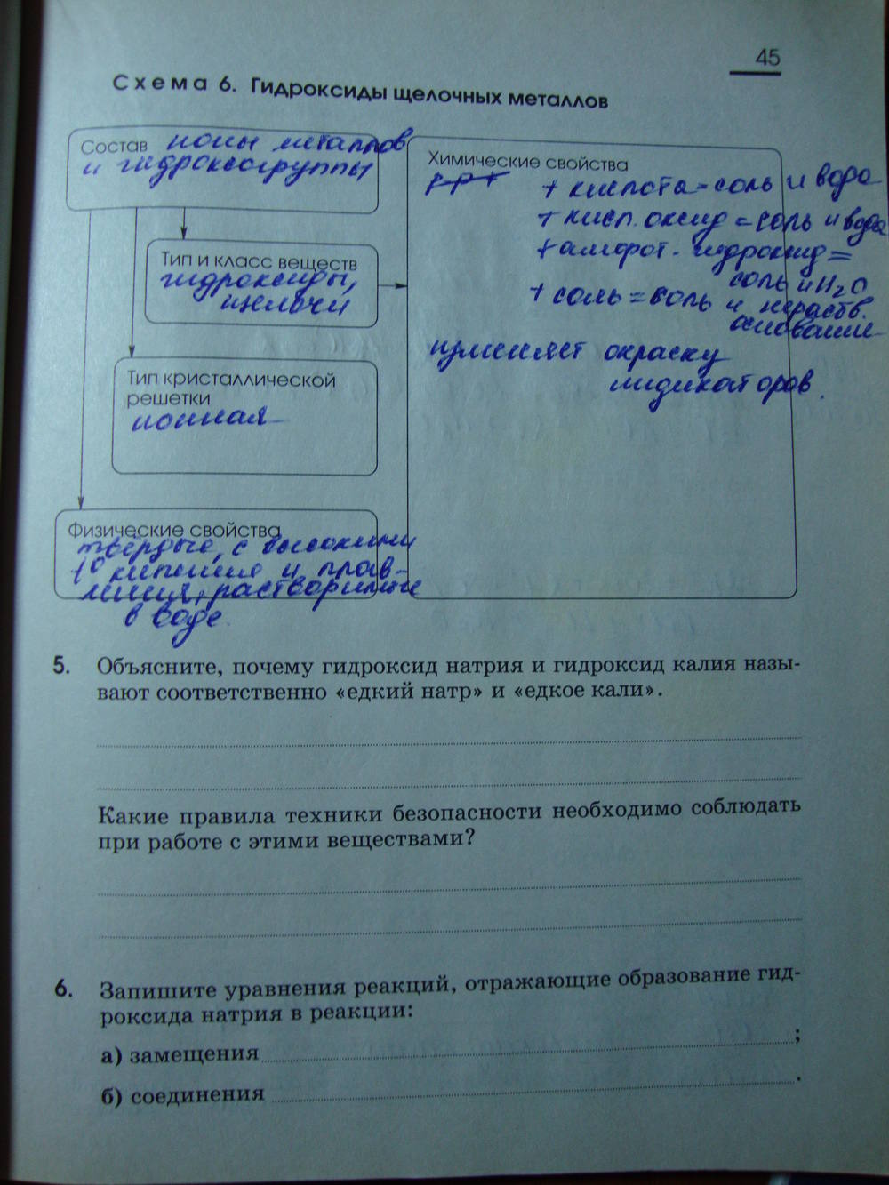 Рабочая тетрадь, 9 класс, Габриелян О.С. Яшукова А.В., 2009, задание: стр. 45