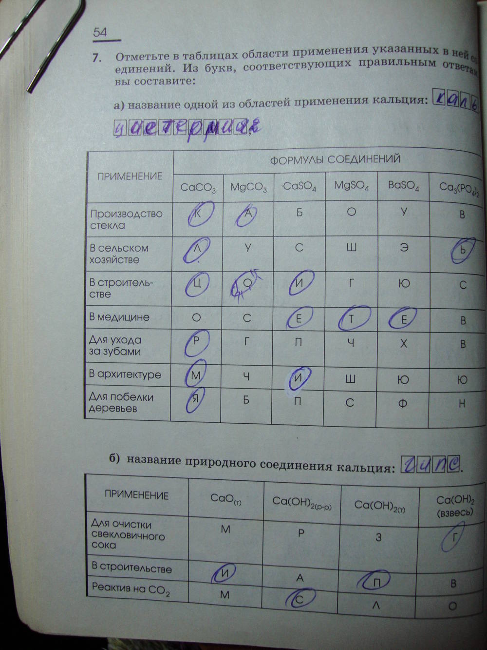 Рабочая тетрадь, 9 класс, Габриелян О.С. Яшукова А.В., 2009, задание: стр. 54