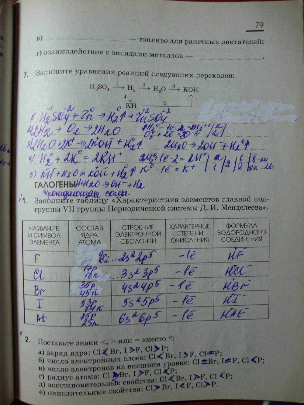 Рабочая тетрадь, 9 класс, Габриелян О.С. Яшукова А.В., 2009, задание: стр. 79