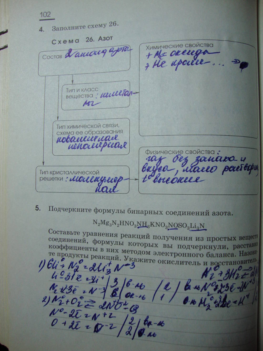 Рабочая тетрадь, 9 класс, Габриелян О.С. Яшукова А.В., 2009, задание: стр. 102