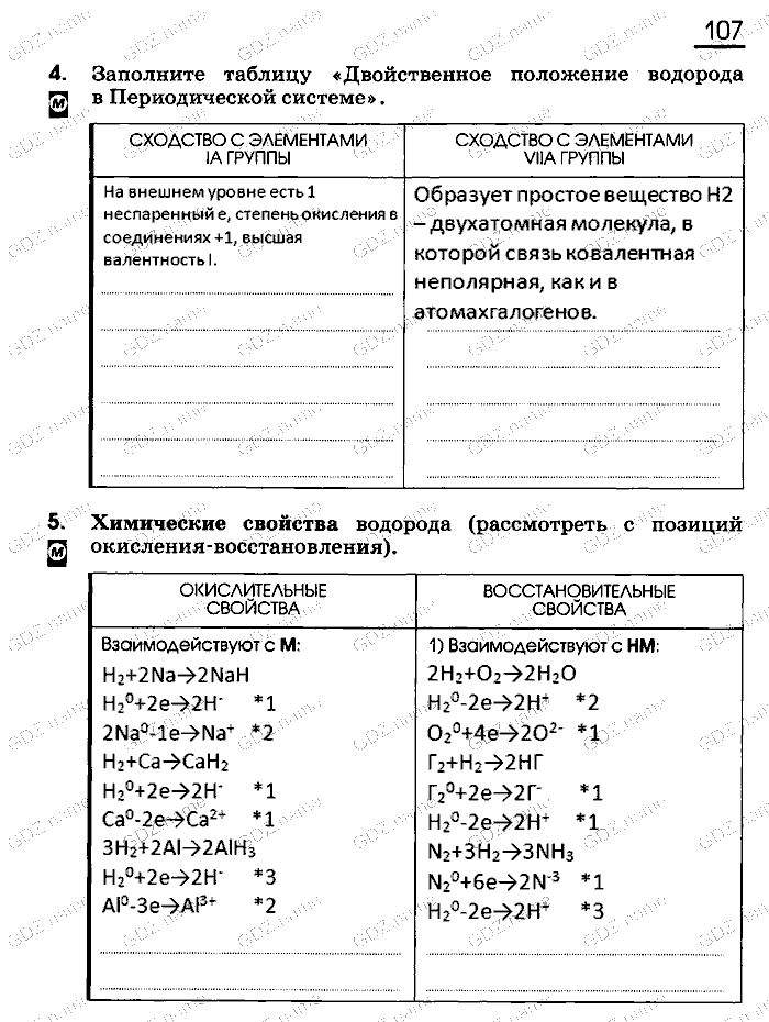 Рабочая тетрадь, 9 класс, Габриелян, Сладков, 2014, задача: 107