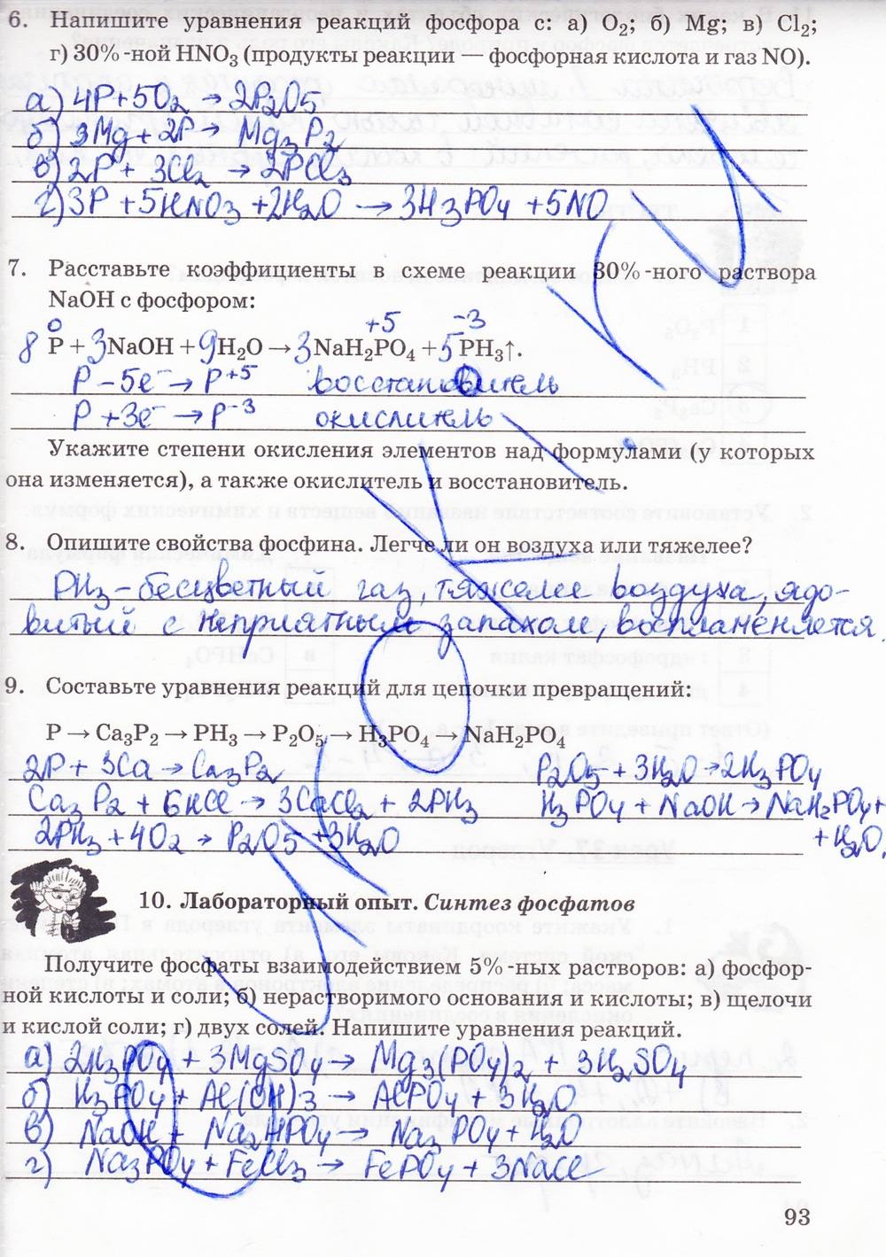 Рабочая тетрадь. К учебнику О.С. Габриелян, 9 класс, Микитюк А.Д., 2014, задание: стр. 93