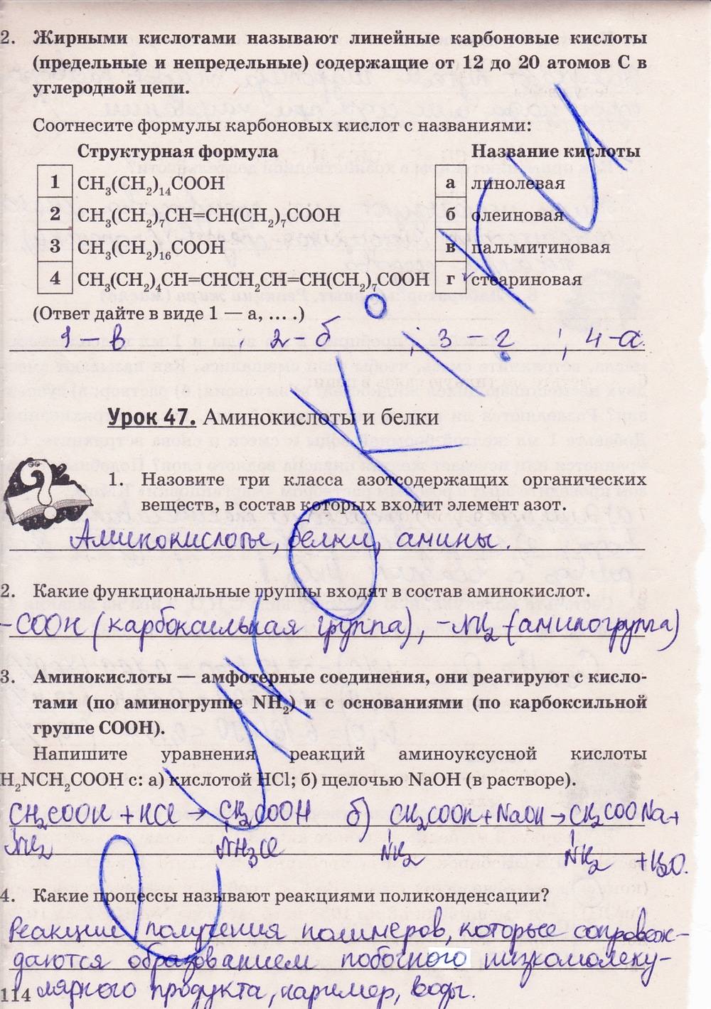 Рабочая тетрадь. К учебнику О.С. Габриелян, 9 класс, Микитюк А.Д., 2012, задание: стр. 114