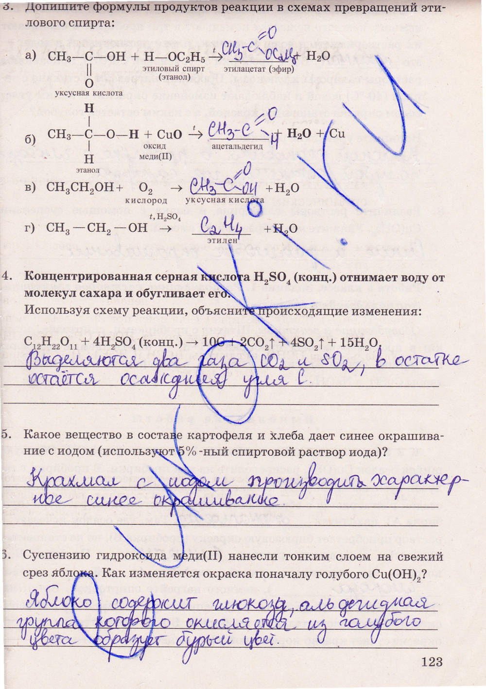 Рабочая тетрадь. К учебнику О.С. Габриелян, 9 класс, Микитюк А.Д., 2012, задание: стр. 123