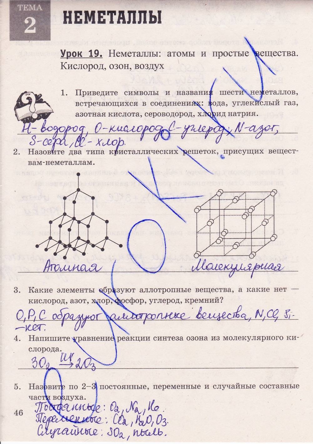 Рабочая тетрадь. К учебнику О.С. Габриелян, 9 класс, Микитюк А.Д., 2012, задание: стр. 46