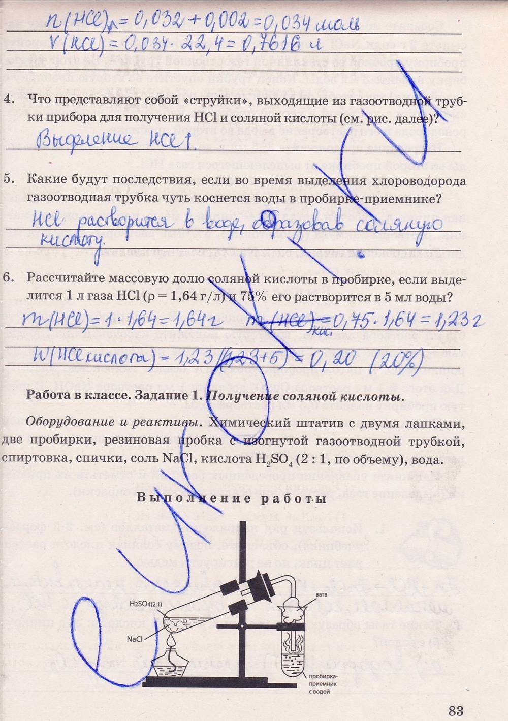 Рабочая тетрадь. К учебнику О.С. Габриелян, 9 класс, Микитюк А.Д., 2012, задание: стр. 83