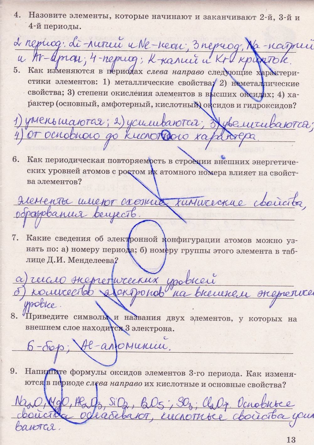 Рабочая тетрадь. К учебнику О.С. Габриелян, 9 класс, Микитюк А.Д., 2012, задание: стр. 13