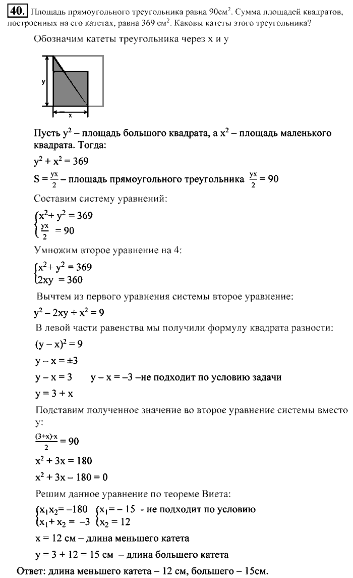 Алгебра, 9 класс, Алимов, Колягин, 2001, ------ Задание: 40
