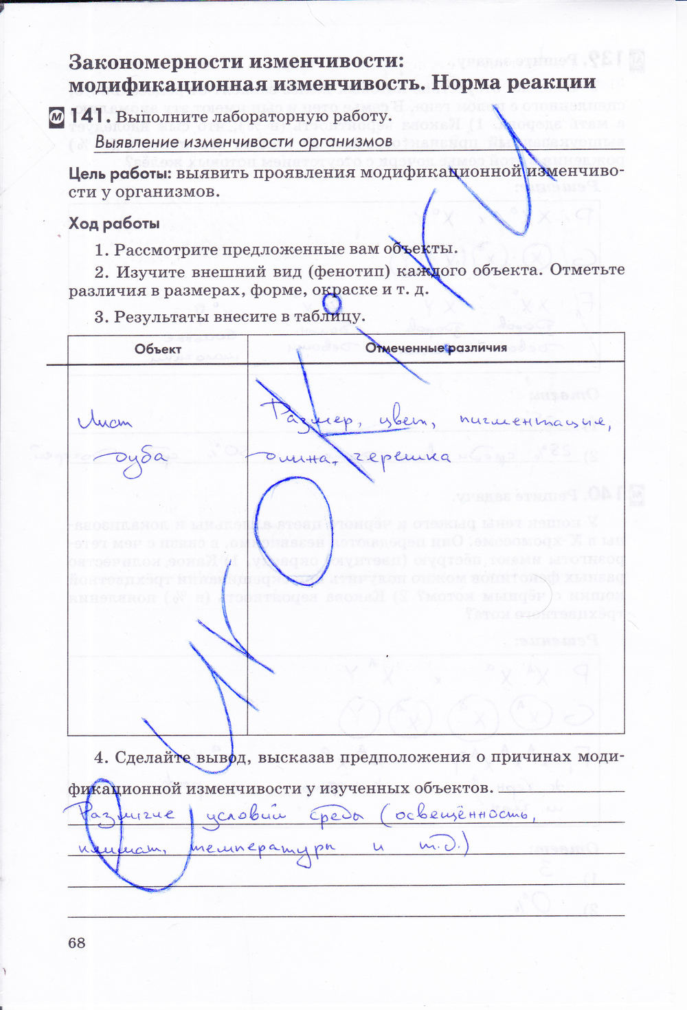 Рабочая тетрадь, 9 класс, Пасечник В.В., Швецов Г.Г., 2014, задание: стр. 68