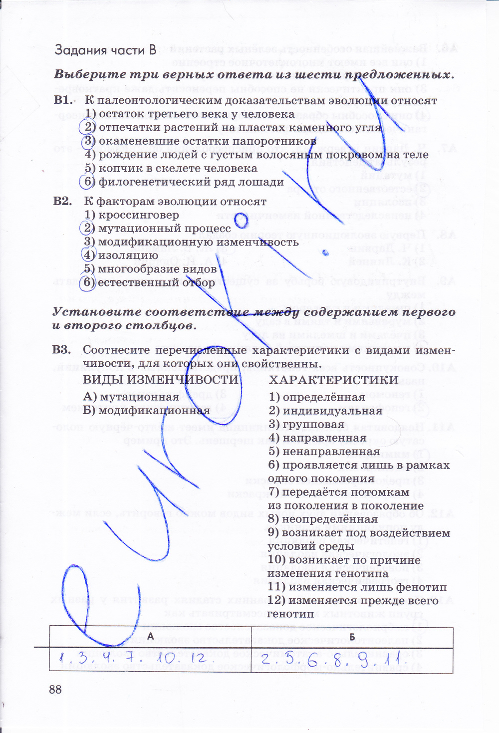 Рабочая тетрадь, 9 класс, Пасечник В.В., Швецов Г.Г., 2014, задание: стр. 88