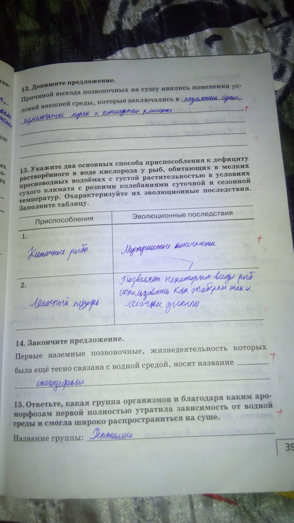 Рабочая тетрадь, 9 класс, Цибулевский А.Ю., 2016, задание: стр. 39