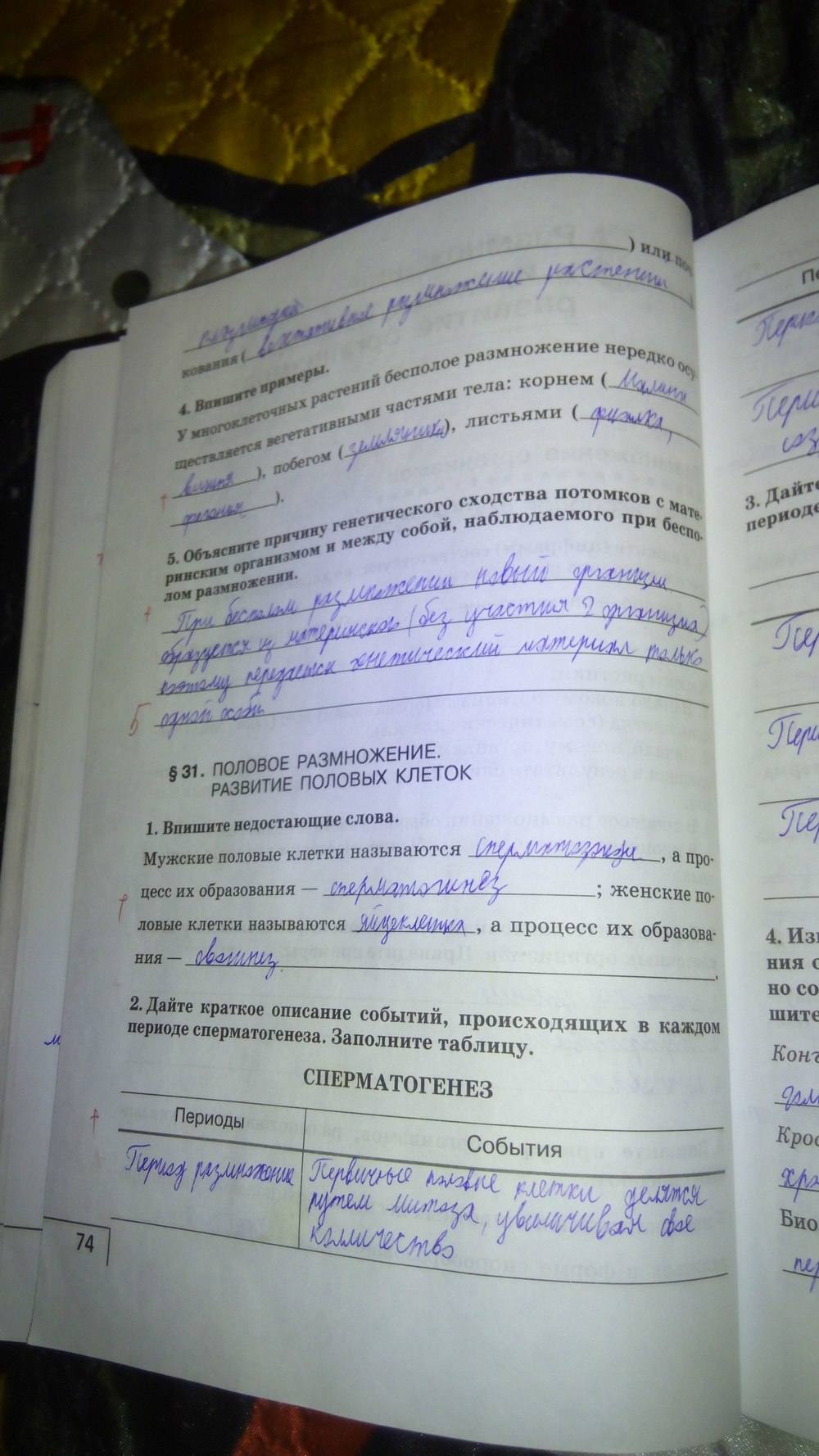 Рабочая тетрадь, 9 класс, Цибулевский А.Ю., 2016, задание: стр. 74