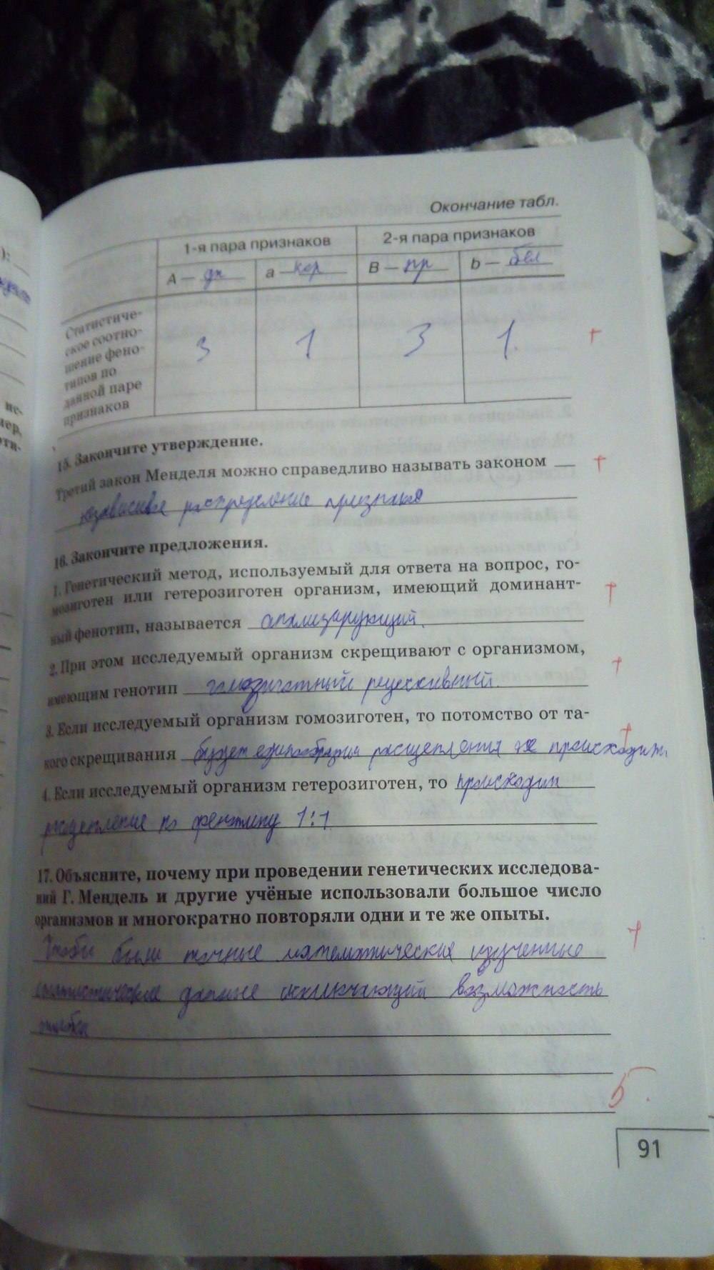 Рабочая тетрадь, 9 класс, Цибулевский А.Ю., 2016, задание: стр. 91