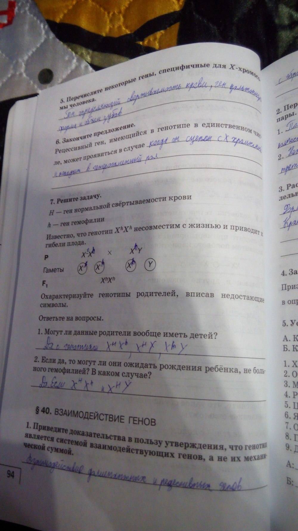 Рабочая тетрадь, 9 класс, Цибулевский А.Ю., 2016, задание: стр. 94