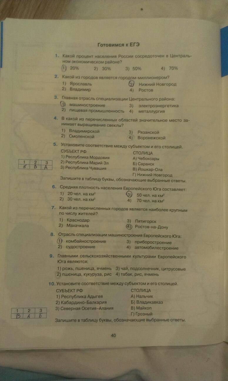 Рабочая тетрадь, 9 класс, Баринова И.И. Суслов В.Г., 2016, задание: стр. 40