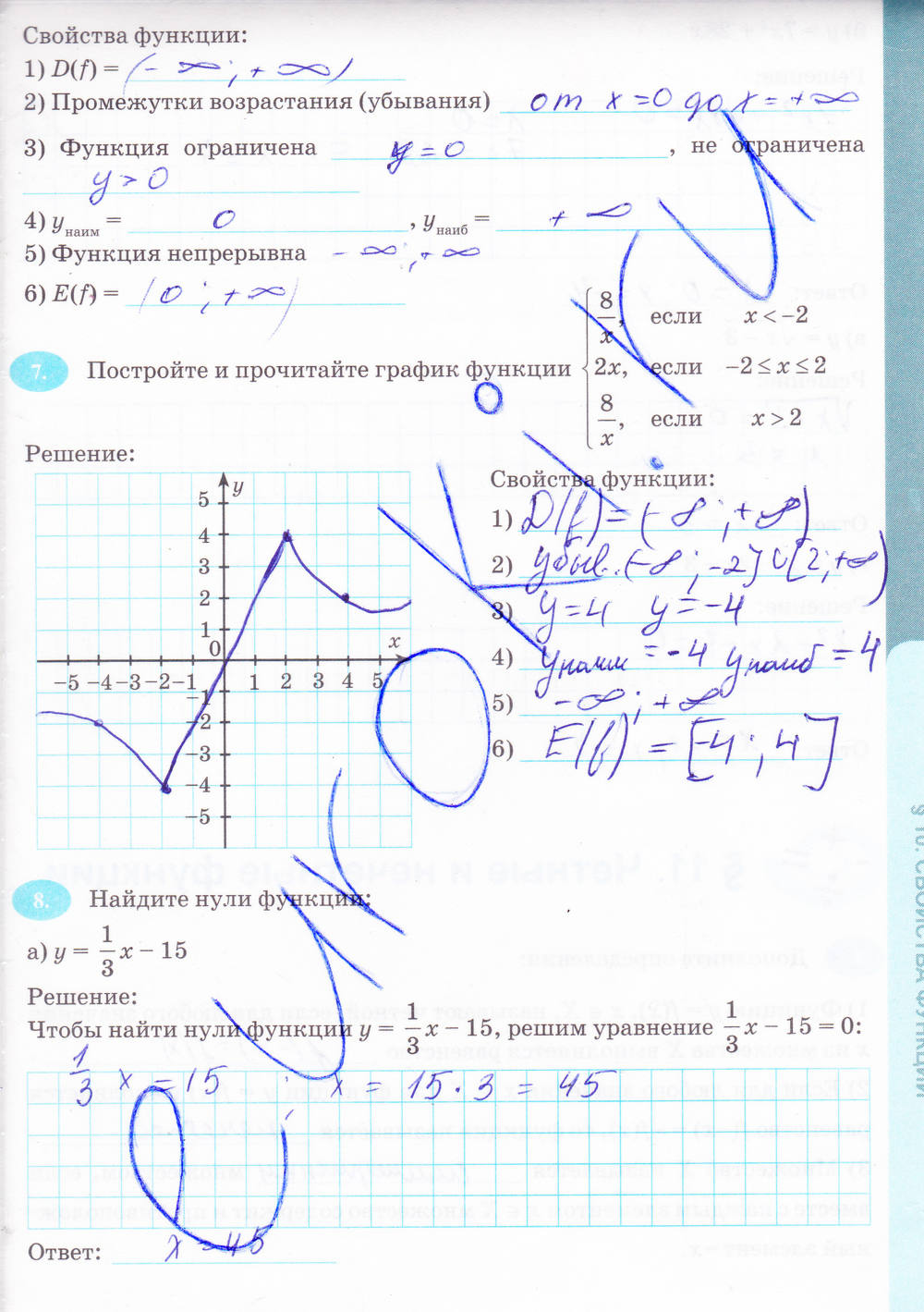 Рабочая тетрадь. К учебнику А.Г. Мордковича, 9 класс, Ключникова Е.М. Комиссарова И.В., 2013, задание: стр. 87