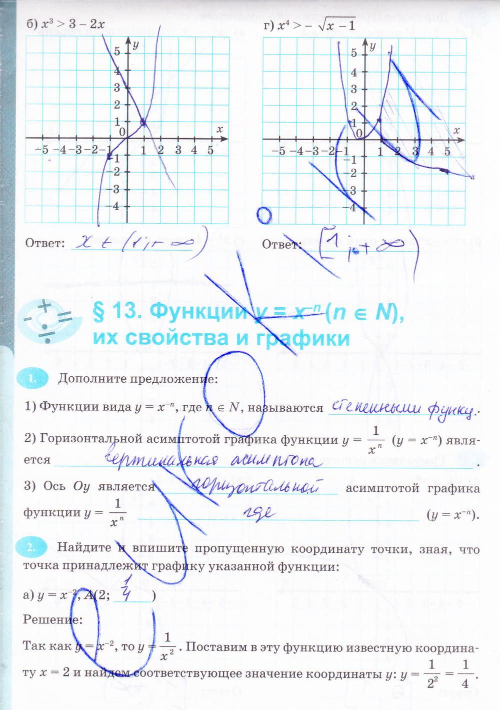 Рабочая тетрадь. К учебнику А.Г. Мордковича, 9 класс, Ключникова Е.М. Комиссарова И.В., 2013, задание: стр. 100