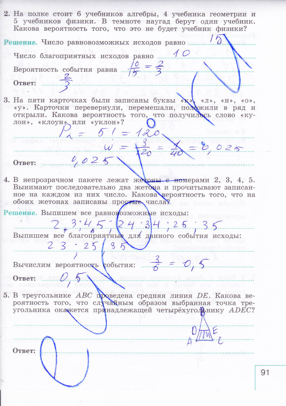 Рабочая тетрадь. Часть 2, 9 класс, Миндюк И.Г. Шлыкова И.С., 2015, задание: Стр. 91