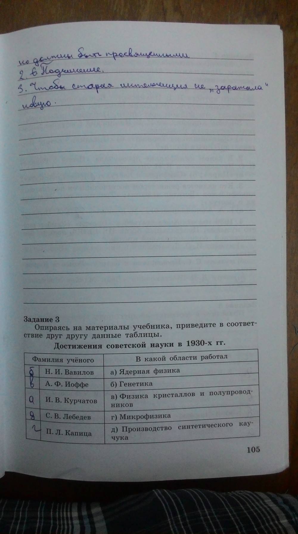 Рабочая тетрадь. Часть 1, 9 класс, Данилов, Косулина, 2015, задача: Стр. 105