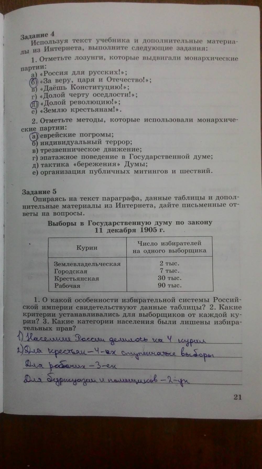 Рабочая тетрадь. Часть 1, 9 класс, Данилов, Косулина, 2015, задача: Стр. 21