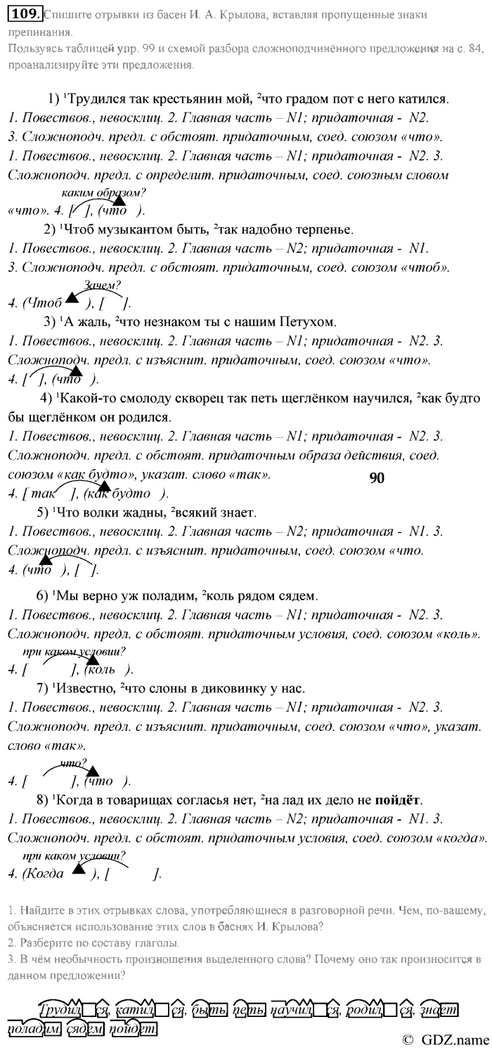 Русский язык, 9 класс, Разумовская, Львова, 2011, задание: 109