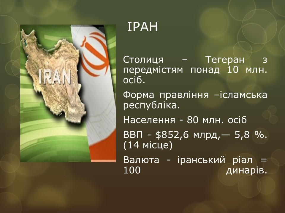 Економіко-географічна характеристика Ірану