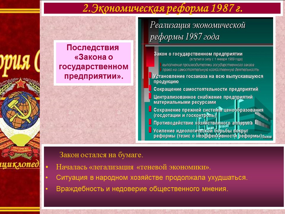 Экономические реформы перестройки