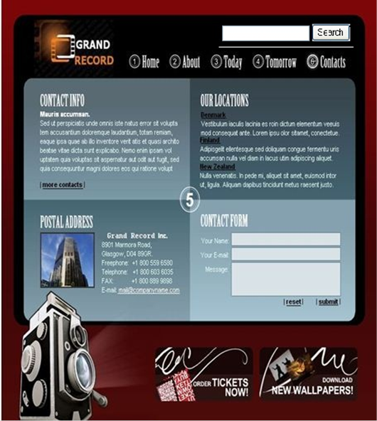 Designing a website for a new company "Grand Record" cinema